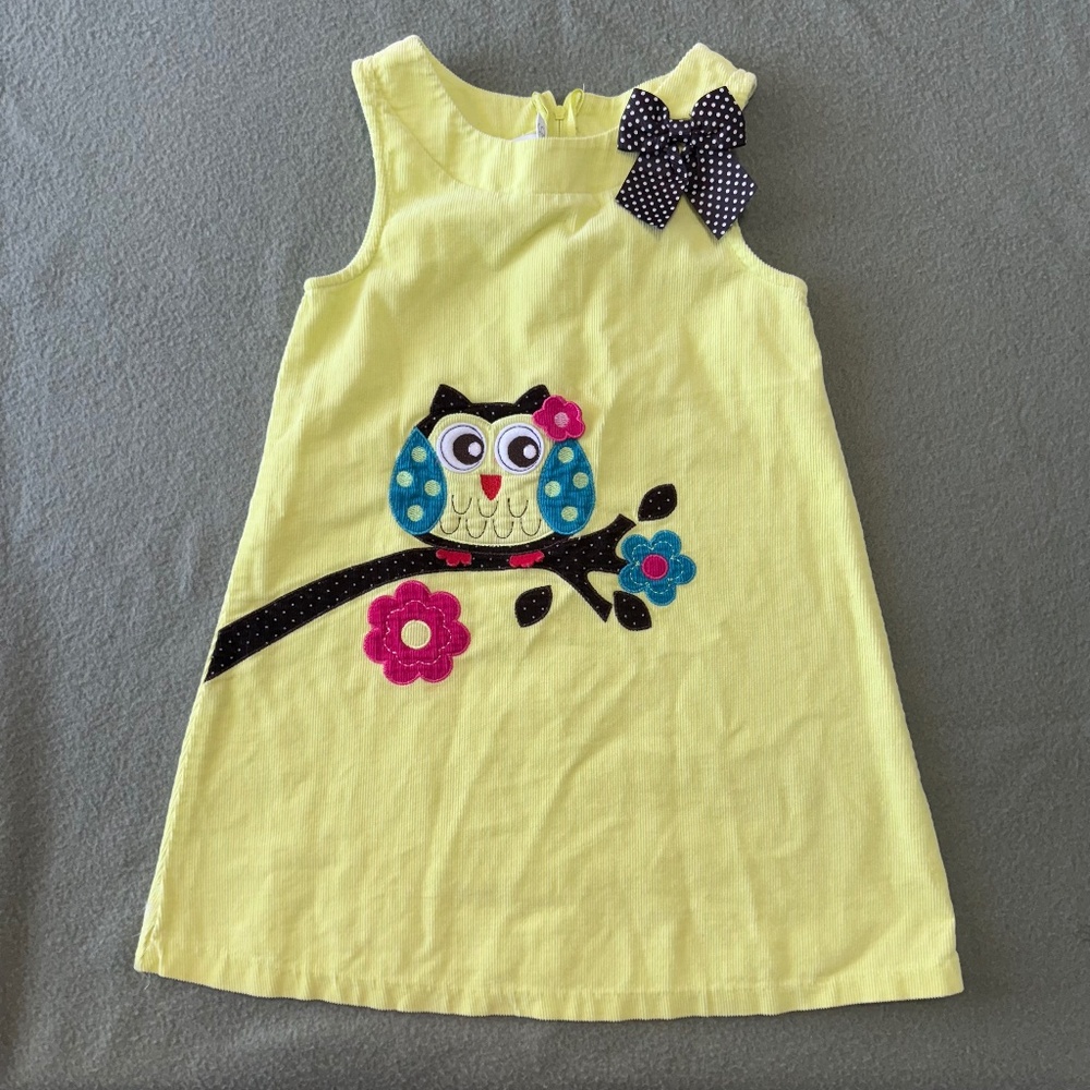 Bonnie Jean Girls Sleeveless Yellow Cotton Corduroy Dress Size 6